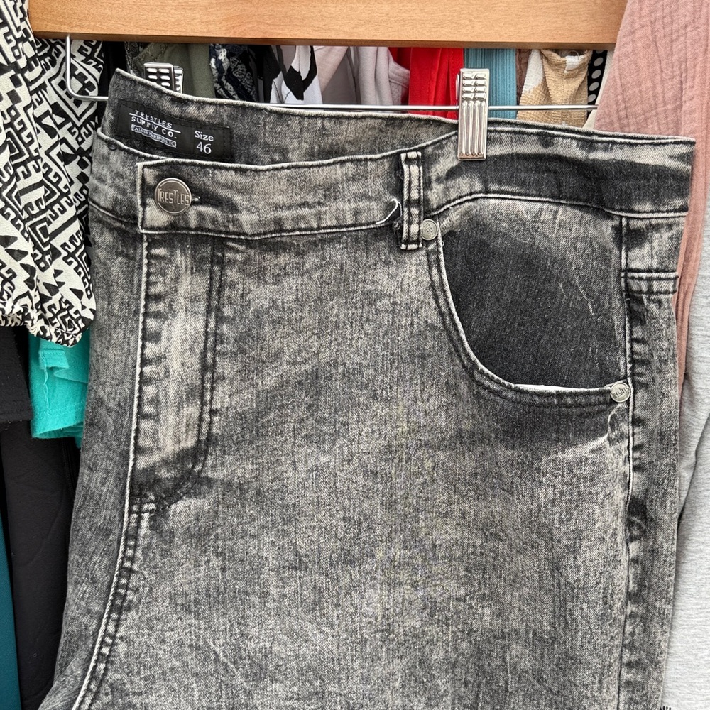 mens Black Acid Wash High Rise Jeans